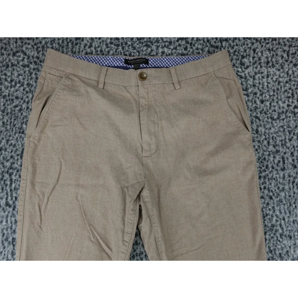 Banana Republic Kentfield Pant Mens 33x34 Khaki Cotton Straight Chino